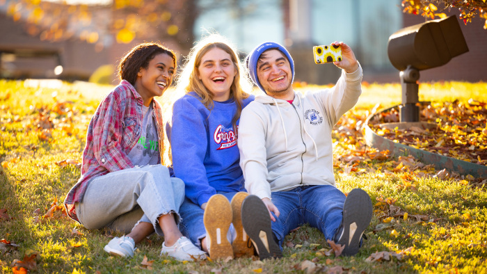 Three students taking a selfie