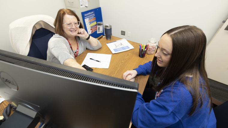 student receiving help