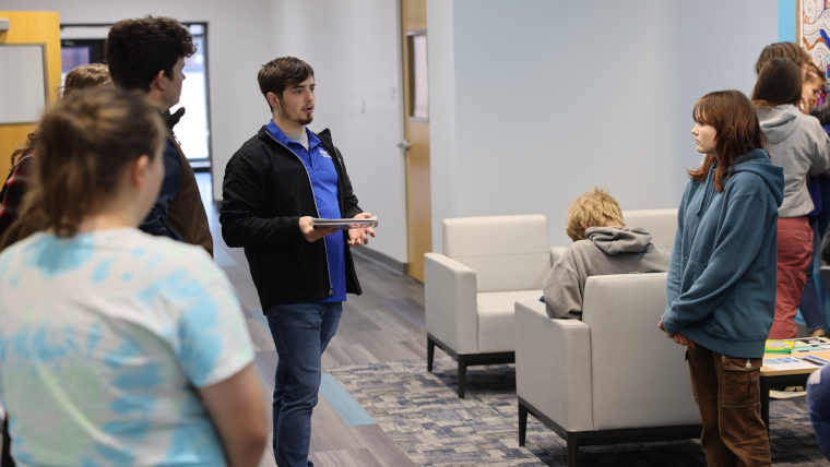students in the Admissions Office