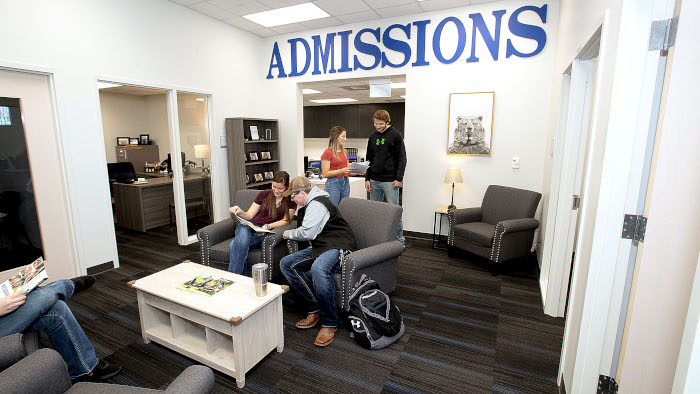 students in the Admissions Office