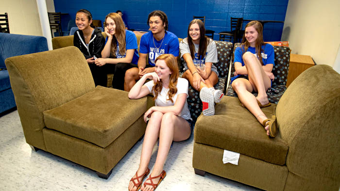 Students watching a show