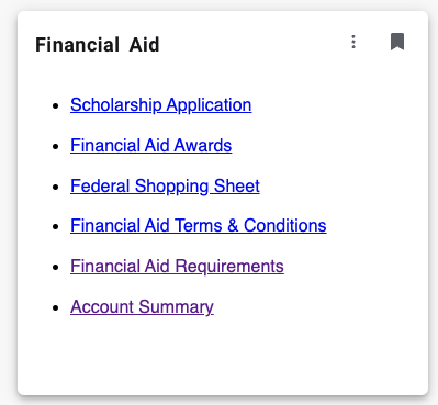 financial aid card