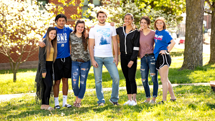 Students outside of the Grizzly House