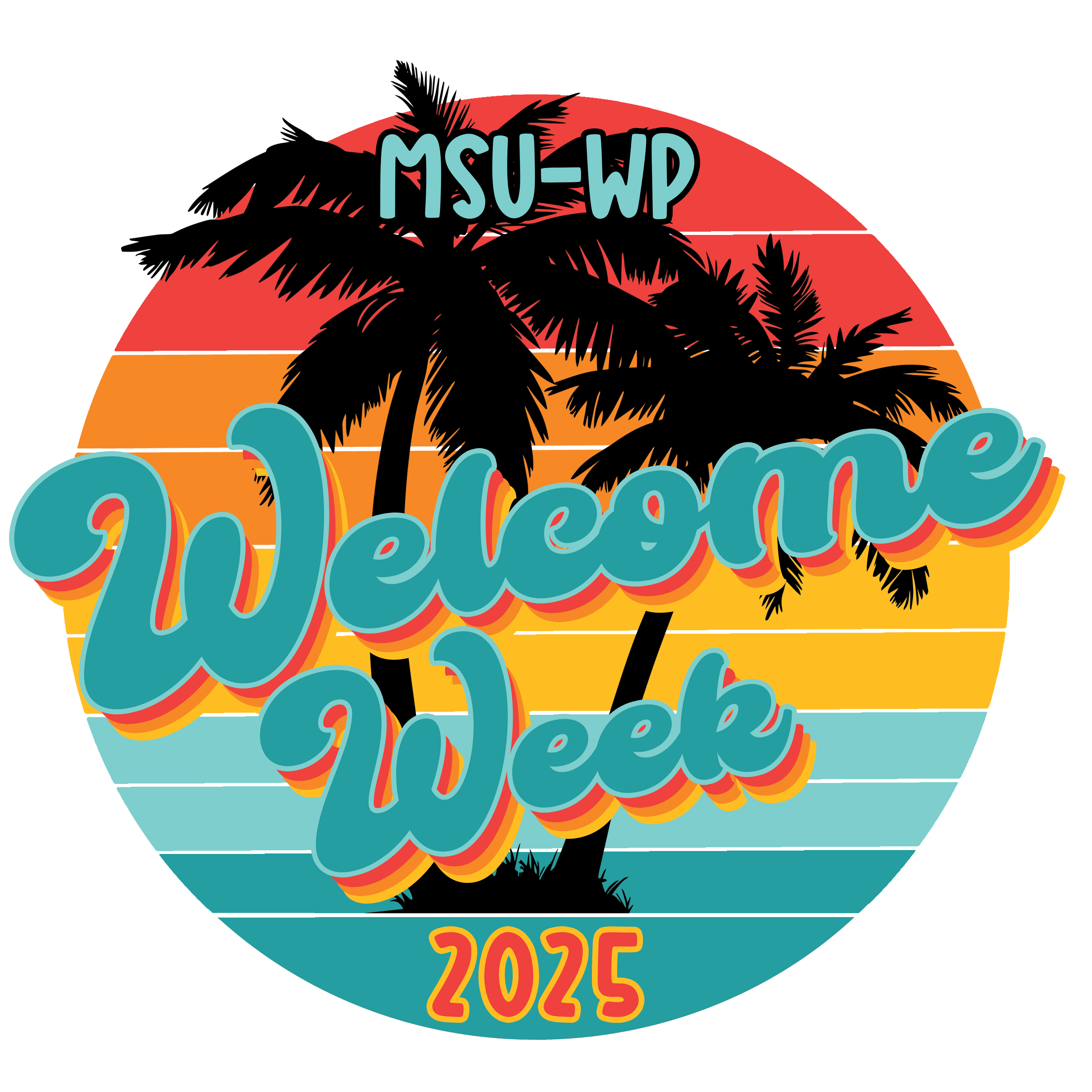 MSU-WP Welcome Week 2025 logo depicted with a palm tree