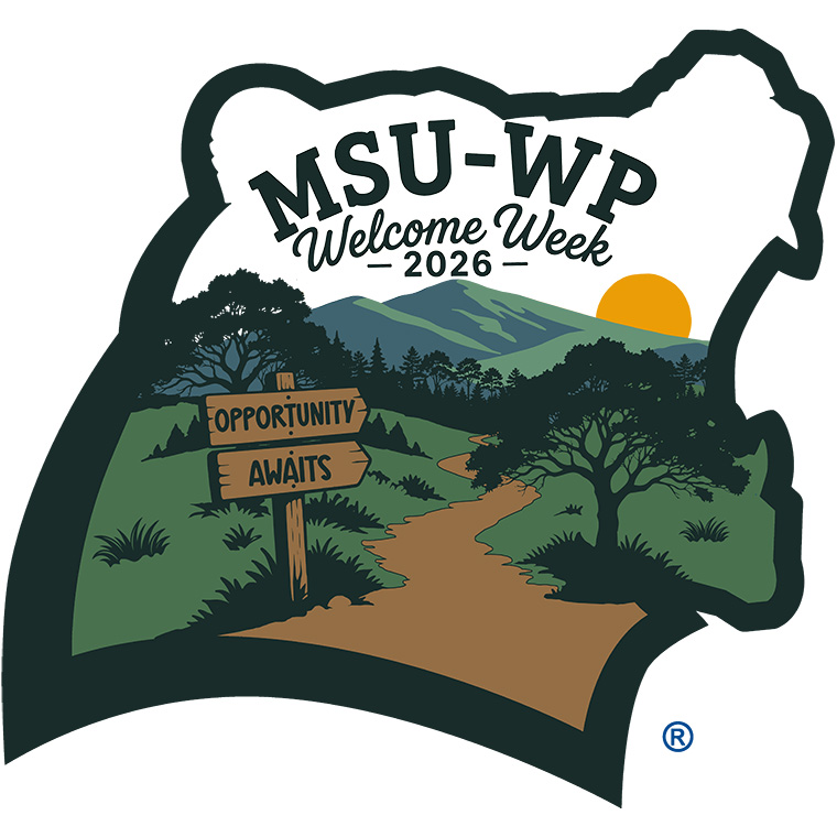 MSU-WP Welcome Week 2026 logo depicted with hiking trail