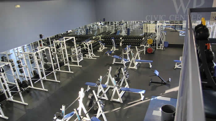 Overhead view of the fitness center.