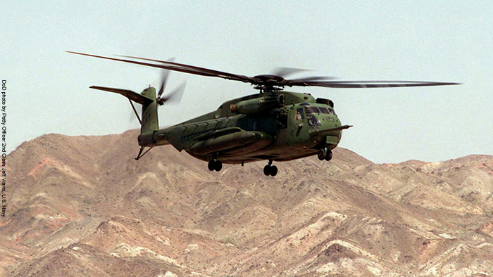 A helicopter in flight