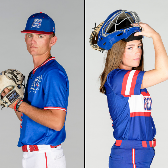 Baseball and Softball Players pose during photoshoot