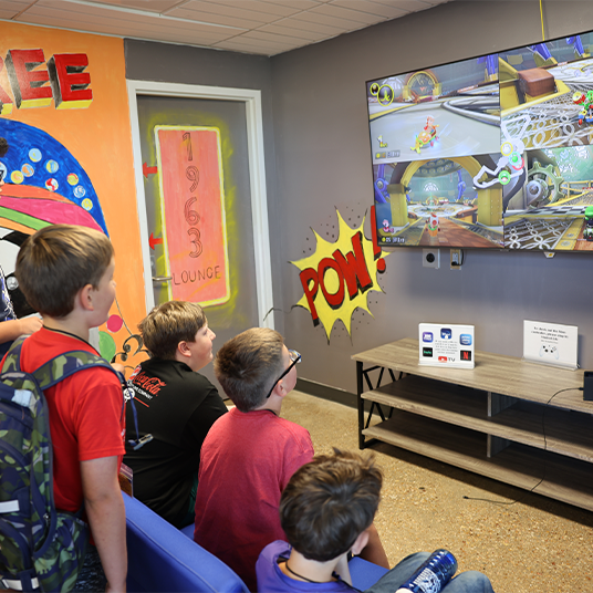 students playing video games