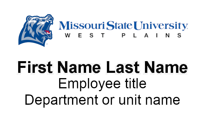 Template for name badge with grizzly head logo