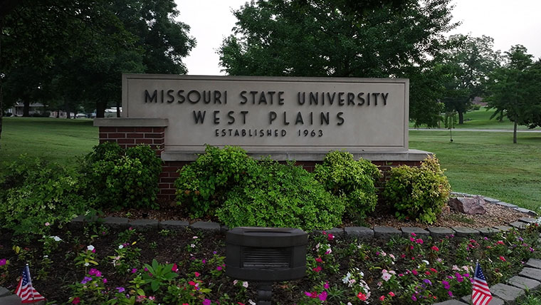 Missouri State University-West Plains sign in Spring