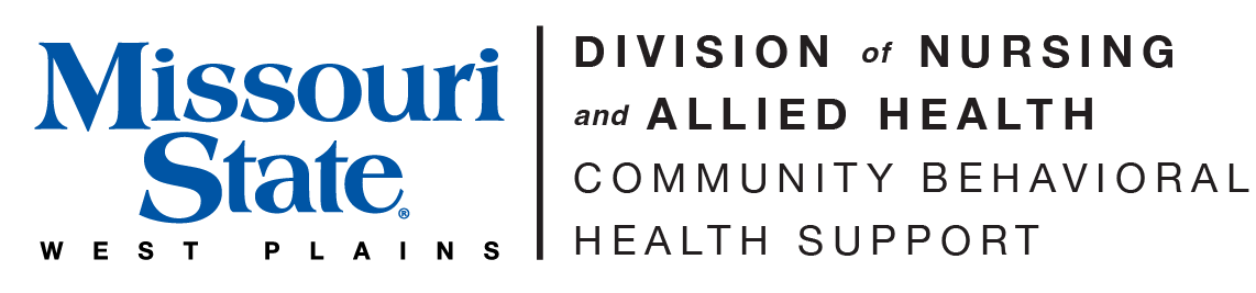 Division of Nursing & Allied Health Community Behavioral Health Support and Missouri State-West Plains Wordmark